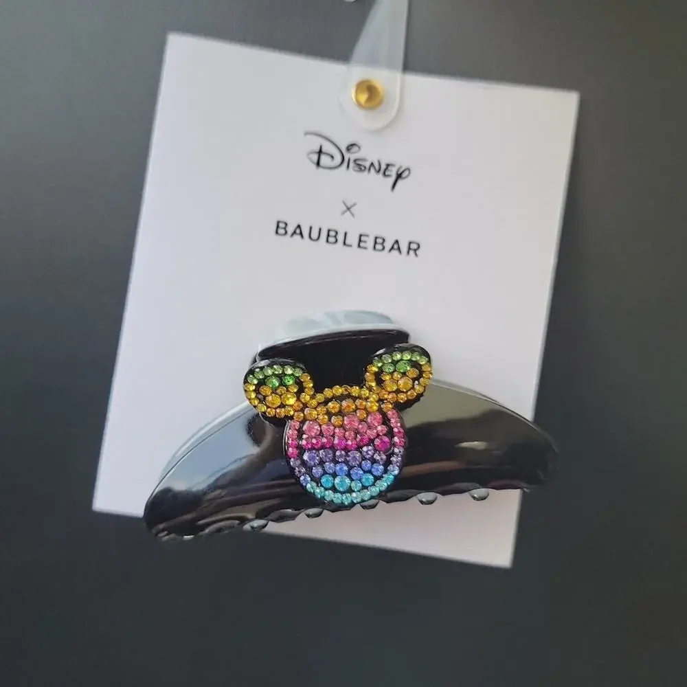 Disney X Baublebar Mickey Mouse Black & Rainbow Rhinestone Claw Clip
